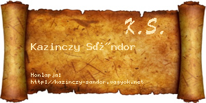 Kazinczy Sándor névjegykártya